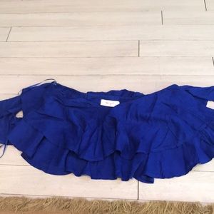 Royal Blue strapless shirt with sleeves